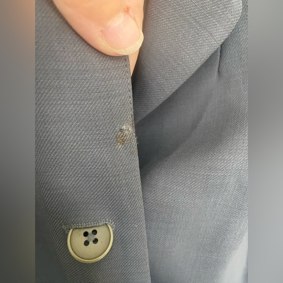 Burberry’s Gray Virgin Wool Blazer Coat Size 16 Vintage Oversized *damaged* - Picture 4 of 14
